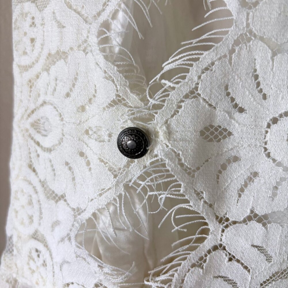 Free People Verushka White Eyelash Lace Mini Dress Womens Size 2 Boho Fairy Y2K - Picture 6 of 11